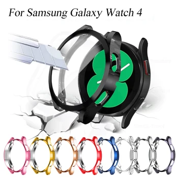 Case para samsung Galaxy watch 4 44mm 40mm TPU Banhado a todos os cerca de protetor de Tela da tampa pára-choques correa Galaxy 4 clássico 46mm 42mm