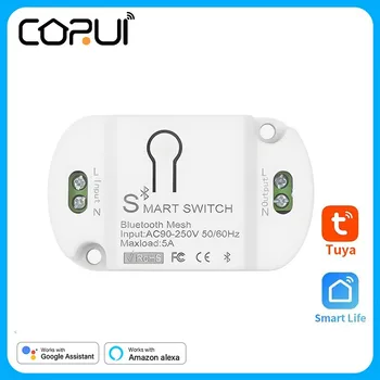 CoRui Smart Switch Tuya Inteligente de 2.4 GHz compatível com Bluetooth Malha Smart Switch 5A Temporização Usar o Bluetooth Smart Gateway Botão do Interruptor