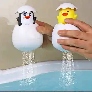 Crianças Banheira Brinquedos Bebê Bonito Pato Penguin Ovo Spray De Água De Sprinklers Casa De Banho De Aspersão Brinquedos De Praia Chuveiro De Natação Criança Brinquedos De Presente