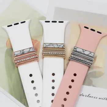 Decoração Para a Apple faixa de relógio Decorativo Encantos Jóias de Diamante de Mármore de Grãos de Design para o iWatch Bracelete Pulseira de Acessórios