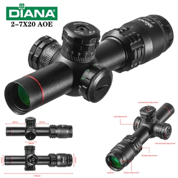 DIANA 2-7X20 Táticas de Caça visor Óptico de Ar Rifle Âmbito Verde vermelha ponto de luz Sniper Engrenagem Spotting scope de rifle de caça