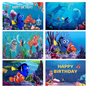 Disney Procurando Nemo Peixe-Palhaço Marlin Dory Fotografia De Fundo A Festa De Aniversário De Decoração Banner Pano De Fundo Estúdio De Fotografia Personalizado