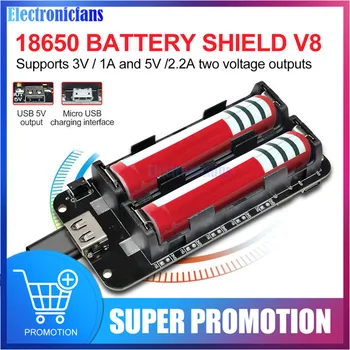 Dupla 18650 Bateria de Lítio Escudo V8 3V1A 5V 3A Micro USB Bateria do Banco do Poder Carregar o Módulo Para o Raspberry Pi wi-Fi ESP8266 ESP32