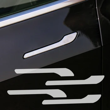 DWCX 4Pcs PPF Porta do Carro Lidar com Envoltório de Capa Adesivo Película Protetora Adesivo de Ajuste Para o Tesla Model 3