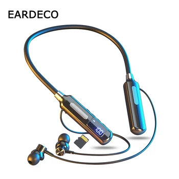 EARDECO 120 Horas de Resistência de Fones de ouvido sem Fio Com Microfone Fone de ouvido Bluetooth de Baixo Decote Fones de ouvido Estéreo Display de LED