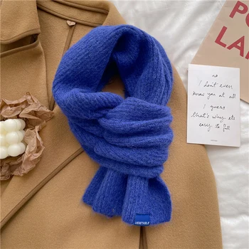 Fio de lã, Lenços de Pescoço Envolve Moda Cachecol de Malha para as Mulheres de Inverno de Design Sólido Neckercheif Quente do sexo Feminino Xale Bufanda Silenciador