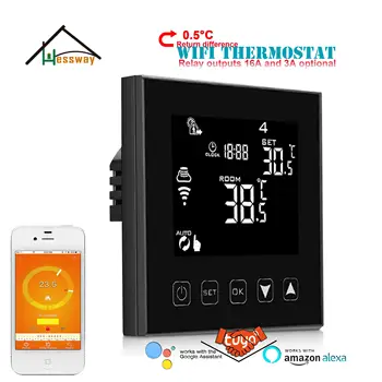 HESSWAY thermoregulator tela de toque termostato de aquecimento wi-FI para a caldeira de aquecimento de água 3A 16A