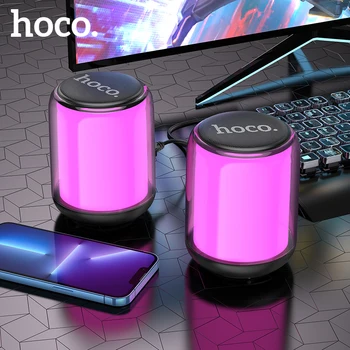 HOCO alto-Falantes do Computador do PC da Caixa de Som hi-fi Estéreo Microfone USB com Fio de 3,5 mm de áudio com a cor do RGB de luz para o ambiente de Trabalho do Computador