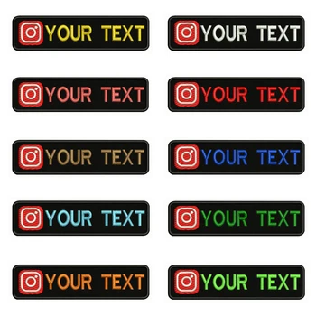 Instagram Logotipo 10X2.5cm de Bordados Personalizados de Texto Nome do Patch Listras Emblema de Ferro Ou Velcros Patches