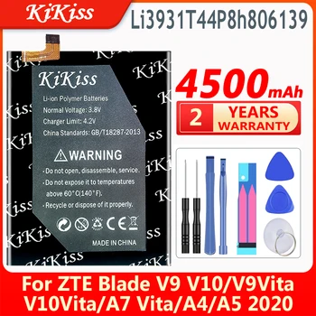 KiKiss 4400mAh Li3931T44P8h806139 Bateria para Lâmina ZTE V9 V10 /V9Vita V10Vita/A7 Vita/A4/A5 2020/A7 2019 Telefone Móvel