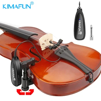 KIMAFUN sem Fio violino microfone 2.4 G sem fio instrumento musical sistema de microfone para violino transmissão de áudio