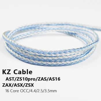 KZ Cabo Para ZEX Pro CRN ZAX ASX ZSX AST ZS10 ZAS OCC 16 Núcleo de Fones de ouvido Banhado a Prata Upgrade de 4.4 mm Saldo de 2,5 a 3,5 milímetro Com MICROFONE