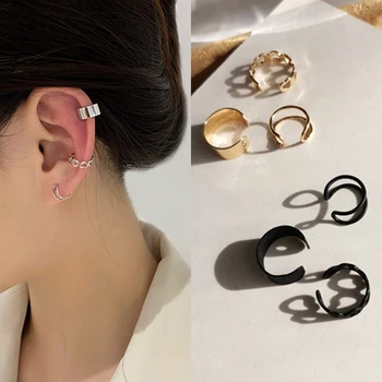 LATS Moda Design Simples Cor de Ouro Clipe de Brincos para Mulheres Não-Piercing Puck Rock Falso Cartilagem Ear Cuff 2022 Moda Jewerly