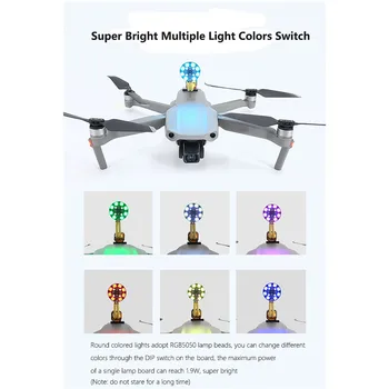 LED colorido Sinal de Luz Voando Noite Lâmpada Circular Luzes Externas DJI Mavic 2/ Mavic Ar 2 Drone Bateria Atraso Controlador
