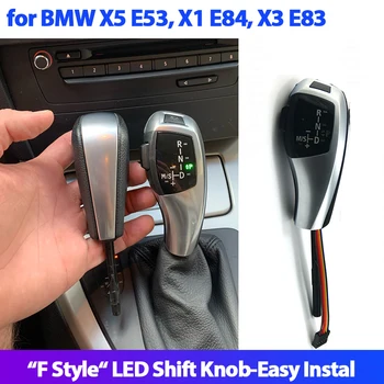 LED do Botão de Mudança de marcha Automática alavanca de Mudanças Alavanca para bmw x5 E53, x1 E84, x3 E83 de fibra de carbono preto e prata