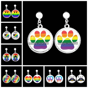 Lésbicas Orgulho arco-íris de Vidro Mulheres Oscila o Brinco Colorido LGBT Menina Cair Brinco