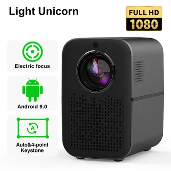 M6A 1080P LED Projector de Vídeo Android 9.0 6000 Lumens 5G wi-Fi Beamer Foco Elétrica Para 4K Cinema em Casa Smartphone Luz Unicórnio