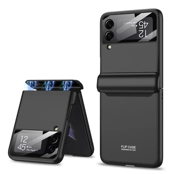 Magnético com Dobradiça à prova de Choque Matte Case Para Samsung Galaxy Z Flip 4 5G de Corpo Inteiro Rígido Armadura Capa para Samsung Z Flip4 Magnético Caso
