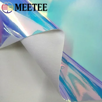 Meetee 50/100X138cm de Couro Sintético, Tecido PU Espelho Reflexivo Tecido Impermeável DIY Artesanato Saco de Roupas, Acessórios de Costura