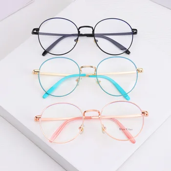 Metal Redondo Anti Luz Azul, Óculos De Mulheres, Homens Clássicos Óptico De Óculos Com Armações Transparentes Computador Óculos Oculos Feminino