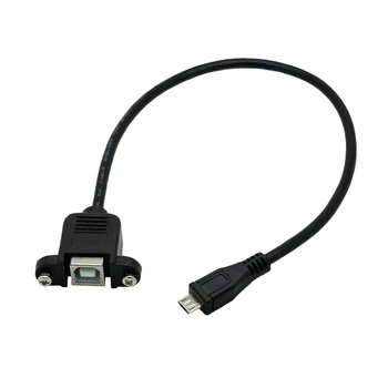 Micro USB para USB 2.0 Tipo B Fêmea do cabo de extensão do cabo com Montagem em painel furo do parafuso de trava do adaptador de 0,3 M 0,5 M