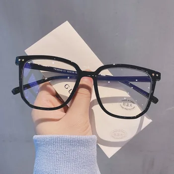 Moda Praça Óculos Mulheres Transparente Anti Luz Azul Computador Óculos De Lente Clara Retrô Preto Irregular De Óculos Com Armação De