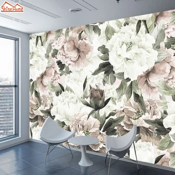 Moderno e Personalizado, papel de parede, Papéis de parede Vintage para Sala de estar, 3 d Papéis de Parede de Decoração de Casa de TV Sofá Mural Rola Floral Rosa