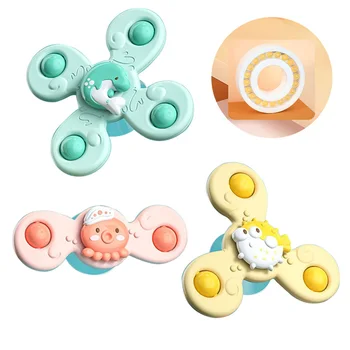 Montessori Banheira De Bebê Brinquedos Para O Banho Das Crianças Otário Giratório Ventosa Rotação Top Brinquedo Para Crianças De 2 A 4 Anos Chocalhos Teether