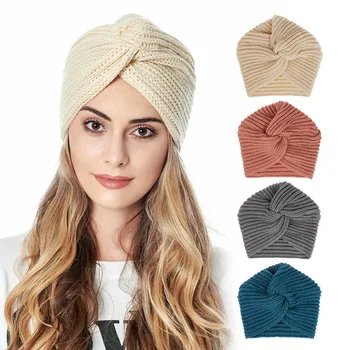 Muçulmano interior шапка caps bohemia turbante cashmere cruz envolver a cabeça Indiano chapéu de lã de tricô РС bonnet turbante cap pronto-a-vestir