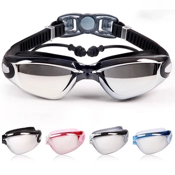 Natação Óculos com fones de ouvido Profissionais de Nevoeiro à prova d'água Nadar Eyeswear Galvaniza de Silicone Grande Óculos de Mergulho Homens Mulheres