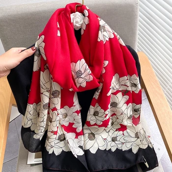 Nova marca de design mulheres cachecol moda de impressão algodão primavera inverno quente lenços hijabs senhora pashmina foulard lenço xadrez