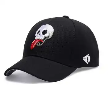 O Design da marca Boné de Beisebol Engraçado Crânio Bordados Cap Homens Hip Hop Caps Logotipo Bordado Sol de Verão Chapéu de Caminhoneiro Chapéus para Mulheres