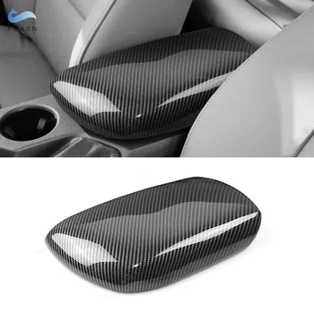Para o BMW X1 E84 2009 2010 2011 2012 2013 2014 2015 LHD ABS Textura de Carbono a Arrumação Arrumação de Braço de Caixa Coberturas de Protecção Guarnição