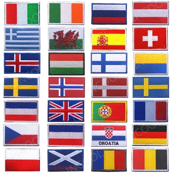 Patches De Bordados Emblemas Eslováquia, Roménia, Suíça, Espanha, França, Bélgica, Grécia, Países Baixos, Polónia Vaticano Hungria Patch Bandeira