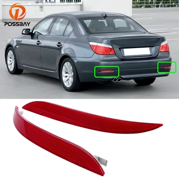 POSSBAY Lente Vermelha pára-choques Traseiro Refletor de Luzes de Aviso Tiras Capa de Decoração Para o BMW Série 5 E60 Limousine 2007-2010 Facelift