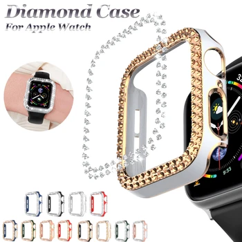 Relógio de luxo Case para Apple Relógio 44mm 40mm 42mm 38mm Pc Diamond Watch Capa para o Iwatch Série 6 5 SE 4 3 2 1 Brilhante de Chapeamento