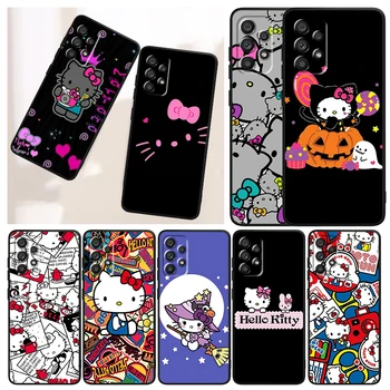 Sanrio de Hello Kitty dos desenhos animados Caso de Telefone Para Samsung A72 A73 A71 A53 A51 A52 A42 A33 A32 A23 A22 A21S A13 A03 A04 5G Preto Funda