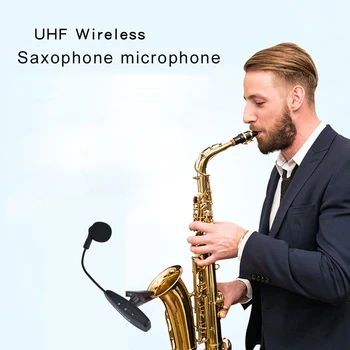 Saxofone sem Fio de Microfone de Condensador Clipe de Microfone UHF Gooseneck de Voz Gravação de Show ao Vivo para o Trompete Chifres Instrumento Tuba