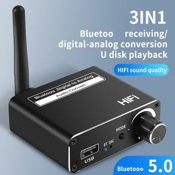 Sem fio Bluetooth 5.0 Digital Para Analógico 192kHz DAC (Conversor Com Fone de ouvido Optical Coaxial Amp de 3,5 mm Suporte USB Adaptador de Áudio