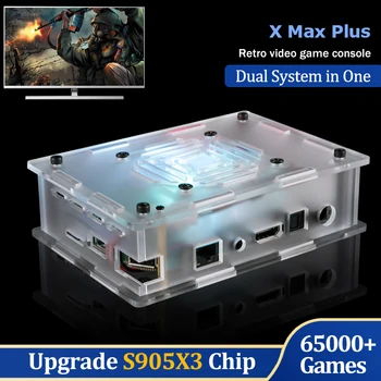 Super Console X Max Plus Sistema Dual wi-Fi 8K HD Retro TV Jogador de Video Game S905X3 CPU 65000+ Jogos+ De 60 Emulador De PS1/PSP/N64