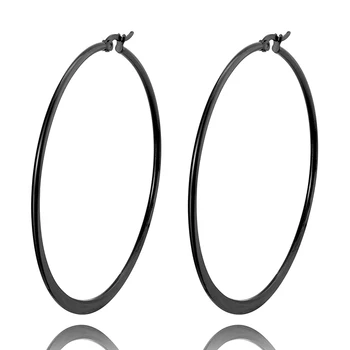 Tendência quente forma Redonda de Aro anel Orelha negra moda Brincos de aço inoxidável adequado para as Mulheres presentes Incomuns brincos de orelha jóias