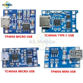 Tipo-c/Micro/Mini USB 18650 TP4056 TC4056A de Lítio Carregador de Bateria Módulo de Carregamento de Placa Com Proteção Dupla função, 5V 1A