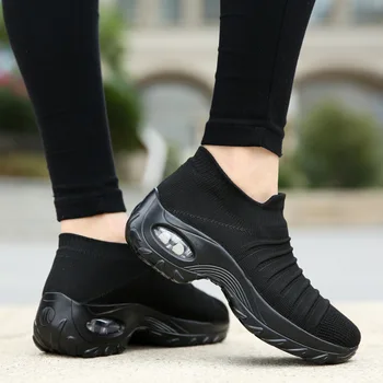 Tênis mulheres sapatos de 2022, a almofada de ar malha de deslizamento-em meia malha sapatos mulheres tênis de streetwear macio mulher sapato