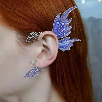 Viking Grande Dragão Nenhum Perfurado Ear Cuff Earring Para As Mulheres Gótico Resina Borboleta Ouvido Manga De Ouvido, Clip Longo Jóia Do Brinco