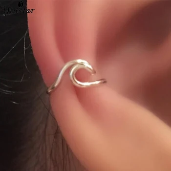 Yiustar Moda Cartilagem Brincos para Mulheres Onda de Torcida Pequena Jóia Falsa Concha Piercing Ear Cuff Inoxidável Tragus Pendiente