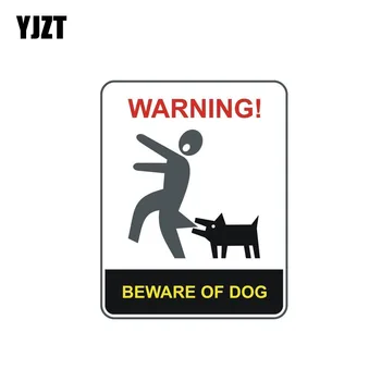YJZT 11,5 CM*15 Acautelai-vos dos Cães Aviso Etiqueta do Carro do PVC Engraçado Reflexiva Decalque 12-0551
