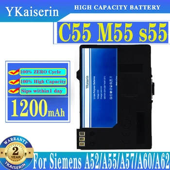 YKaiserin C55 M55 S55 1200mAh para a Siemens A52/A55/A57/A60/A62/A65/A70/C55/GIGASET SL1/SL56/SL100/SL565/M5 Bateria de Substituição